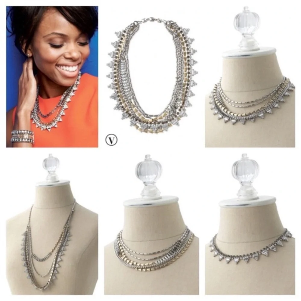 Stella & Dot Silver and Gold 5 in 1 Multi-Strand Necklace - Picture 2 of 3